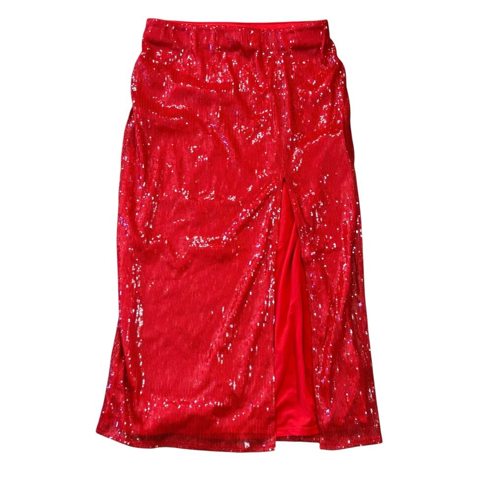 A New Day Sequin Midi Red Skirt Women’s M Dressy Wedding Guest Prom Date Night